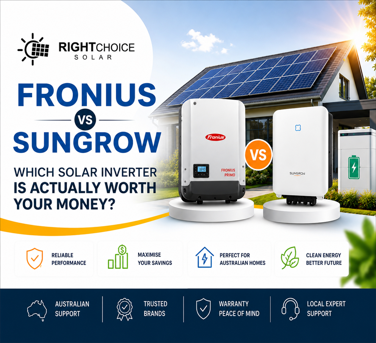 Fronius and Sungrow solar inverters compared for performance, reliability, and value in Australia. 