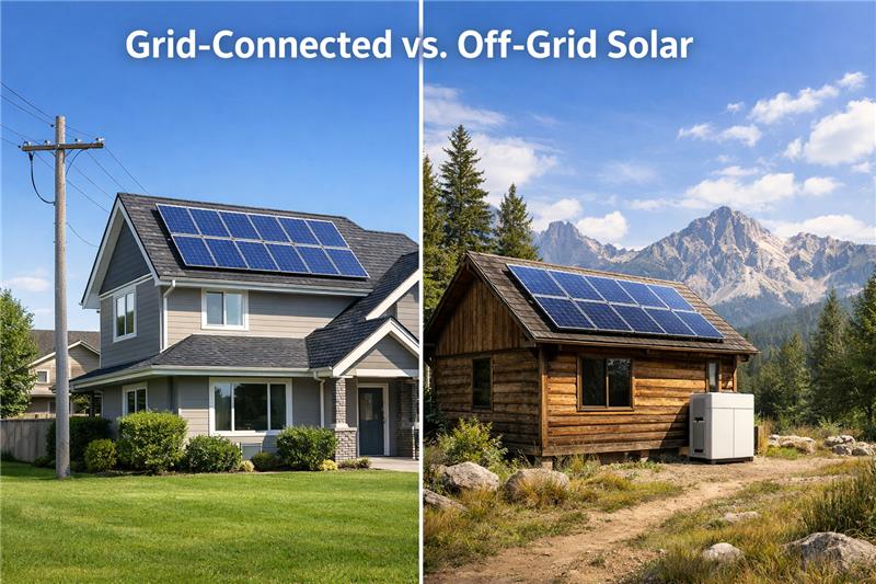 Grid-connected vs off-grid solar system comparison for home and business