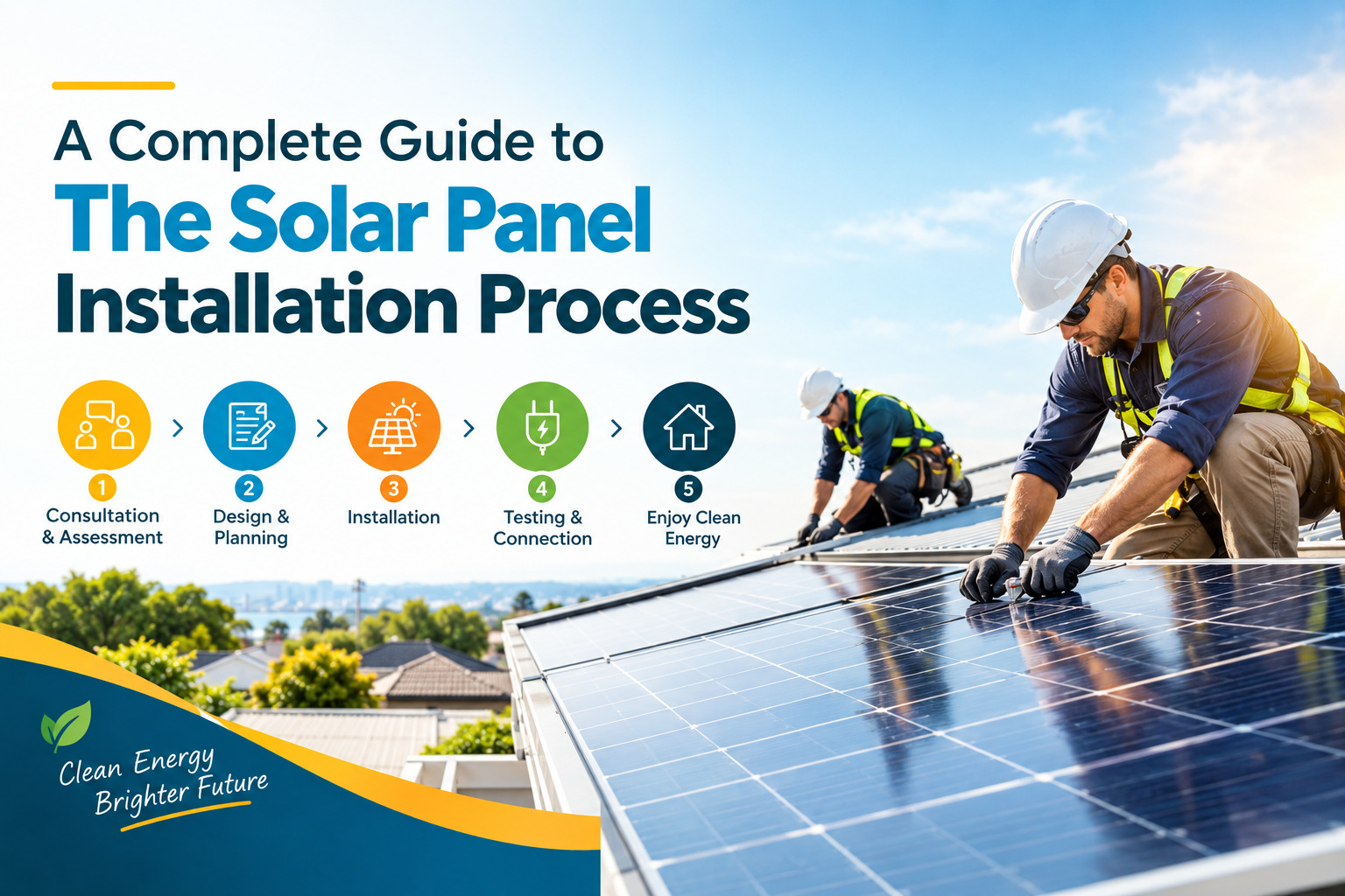 Solar panel installation process for residential solar system