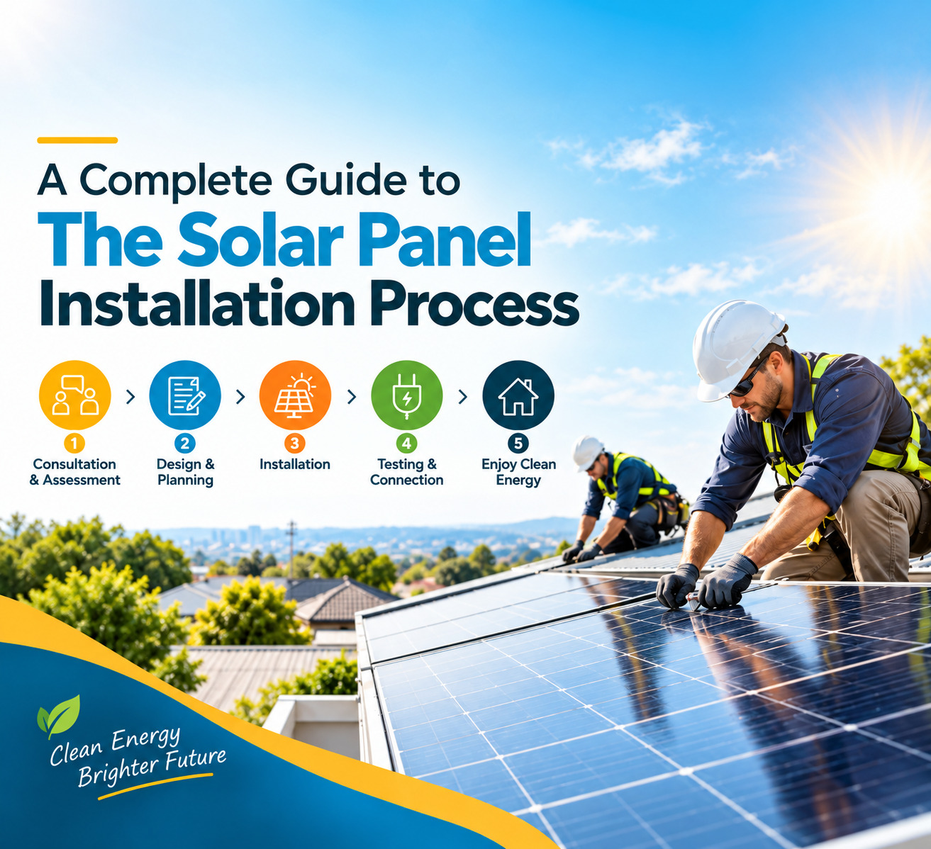 Solar panel installation process for residential solar system