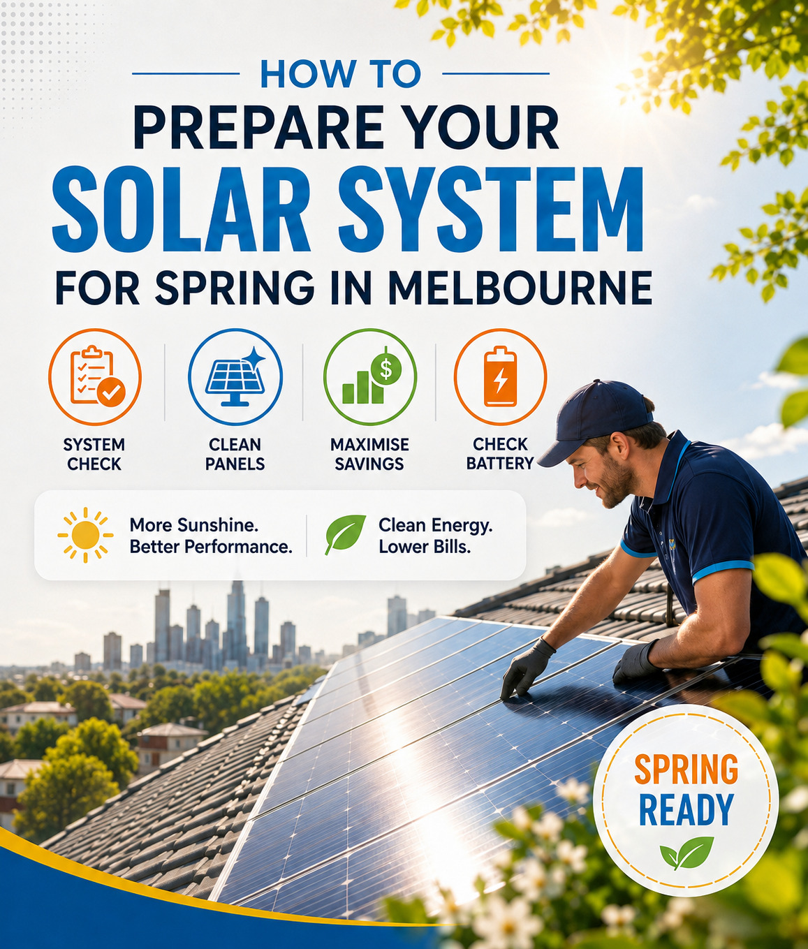 Solar panel maintenance checklist for preparing a solar system for spring in Melbourne