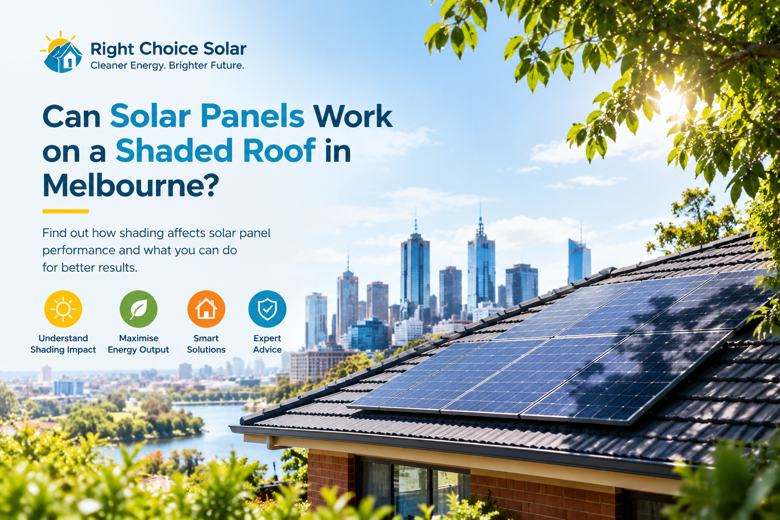 Solar panels on a shaded roof in Melbourne, Australia