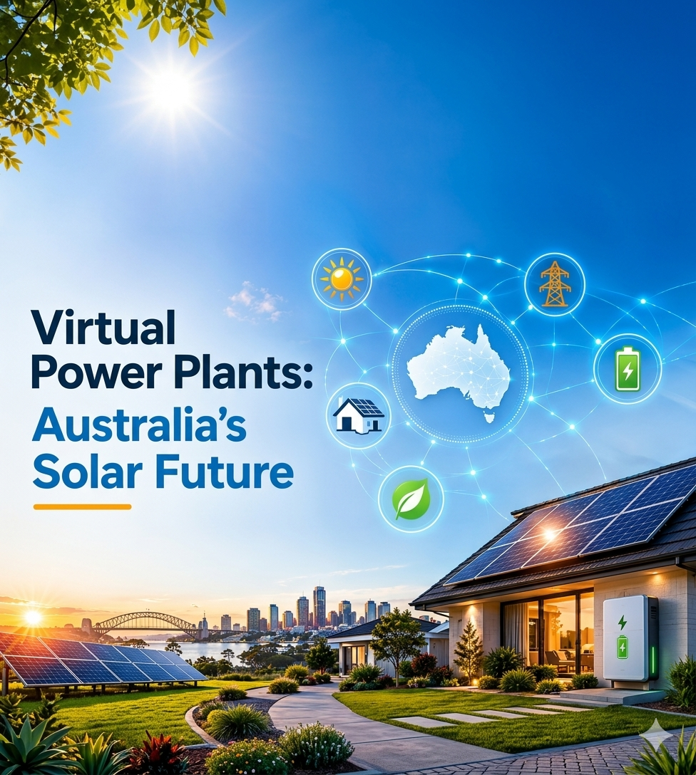 Virtual Power Plants in Australia connecting solar panels and battery systems for smart renewable energy management.e