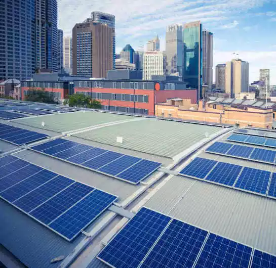 commercial solar panel on industrial roof in melbourne